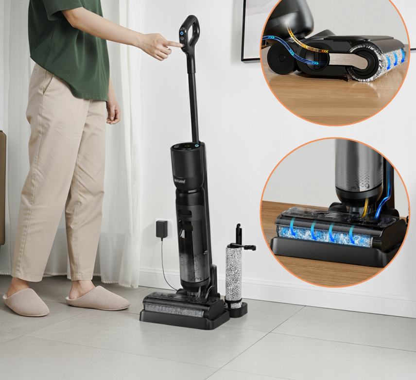 bezdrôtový tyčový vysávač s mopom